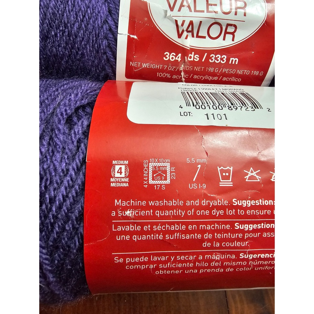 Craft Smart Value Purple Yarn 100% Acrylic 364 Yards 7oz Lot of 6 Skeins - Picture 3 of 4